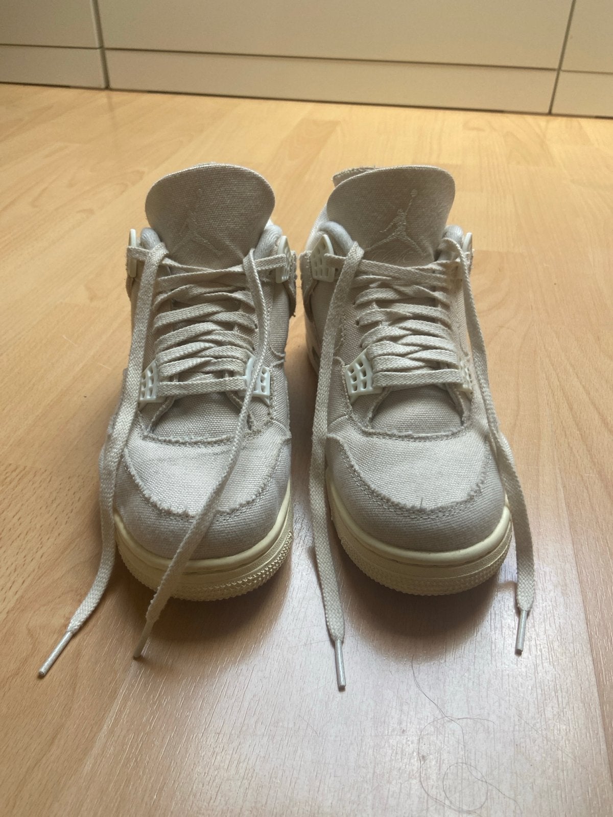 Jordan 4 Canvas Sneakers - Beige maat 38,5, Ophalen, Gedragen, Beige, Sneakers of Gympen