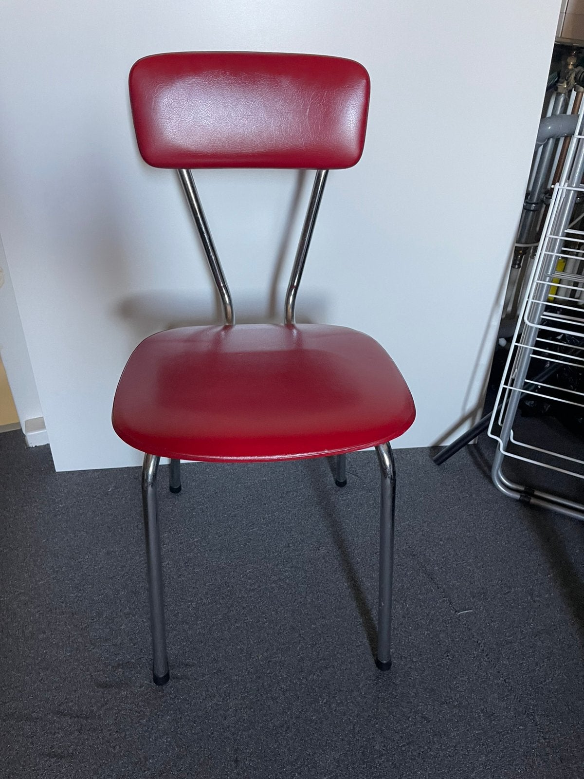 Retro vintage skye leer rode stoel, Ophalen, Leer, Zo goed als nieuw, Eén