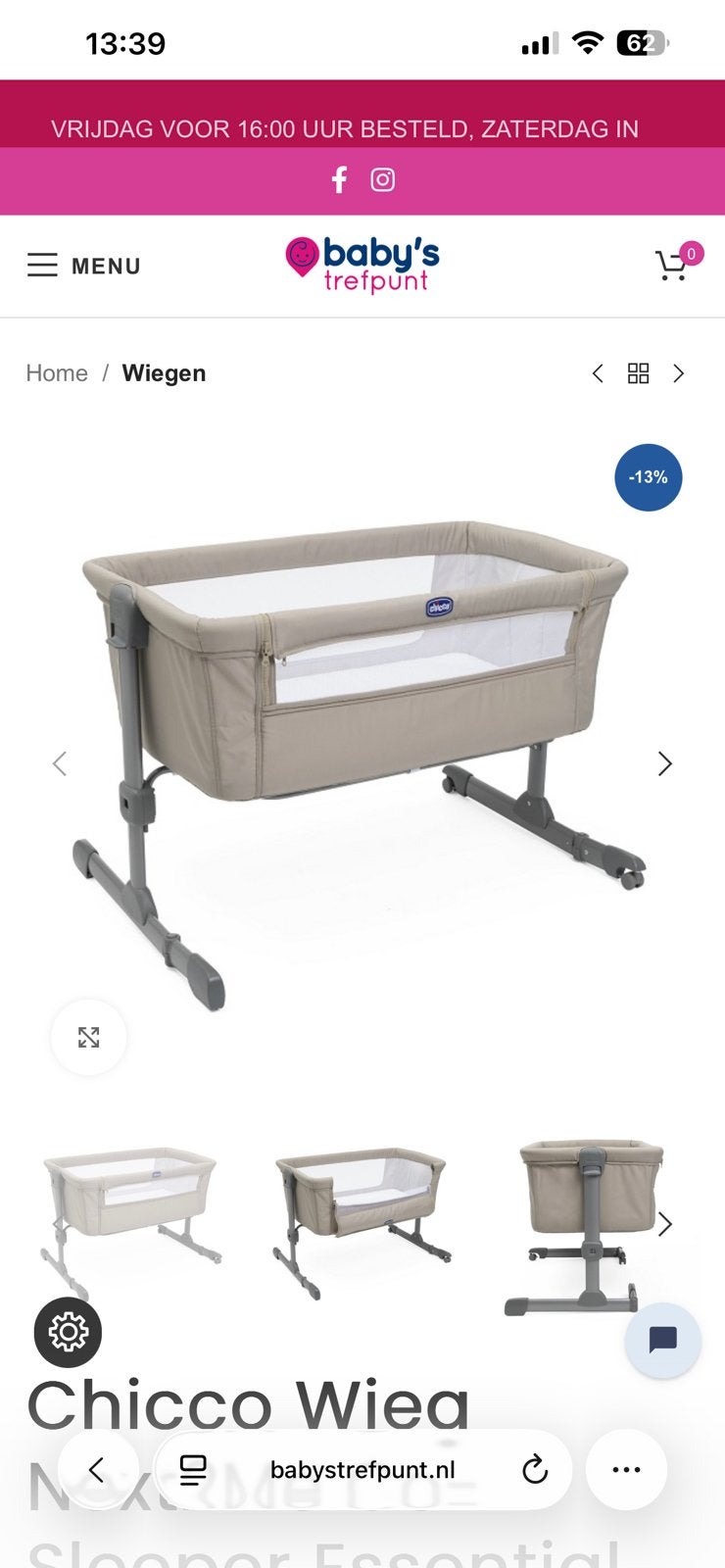 Chicco co sleeper, Kinderen en Baby's, Babywiegjes en Ledikanten, Ophalen, Zo goed als nieuw, Wieg