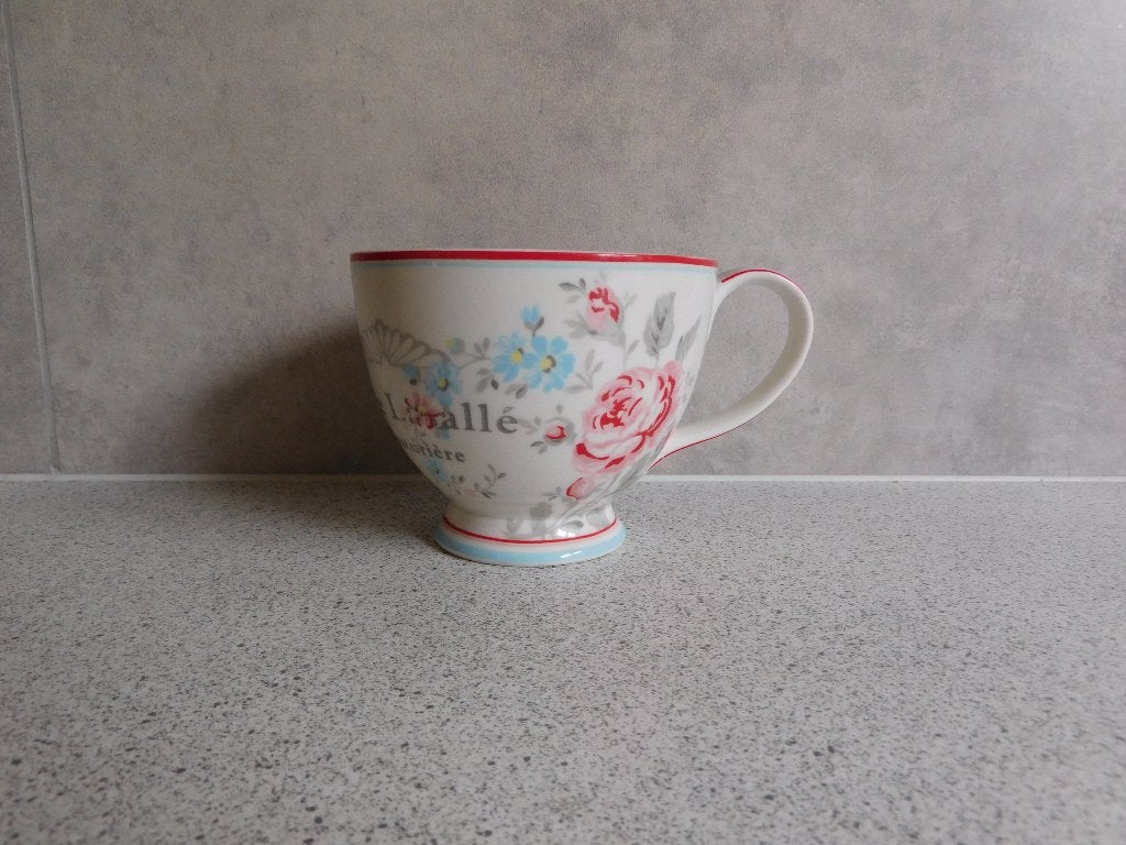 GreenGate Alma White Theekop 350 ml, Overige merken, Keramiek, Landelijk/Boerenbont, Zo goed als nieuw