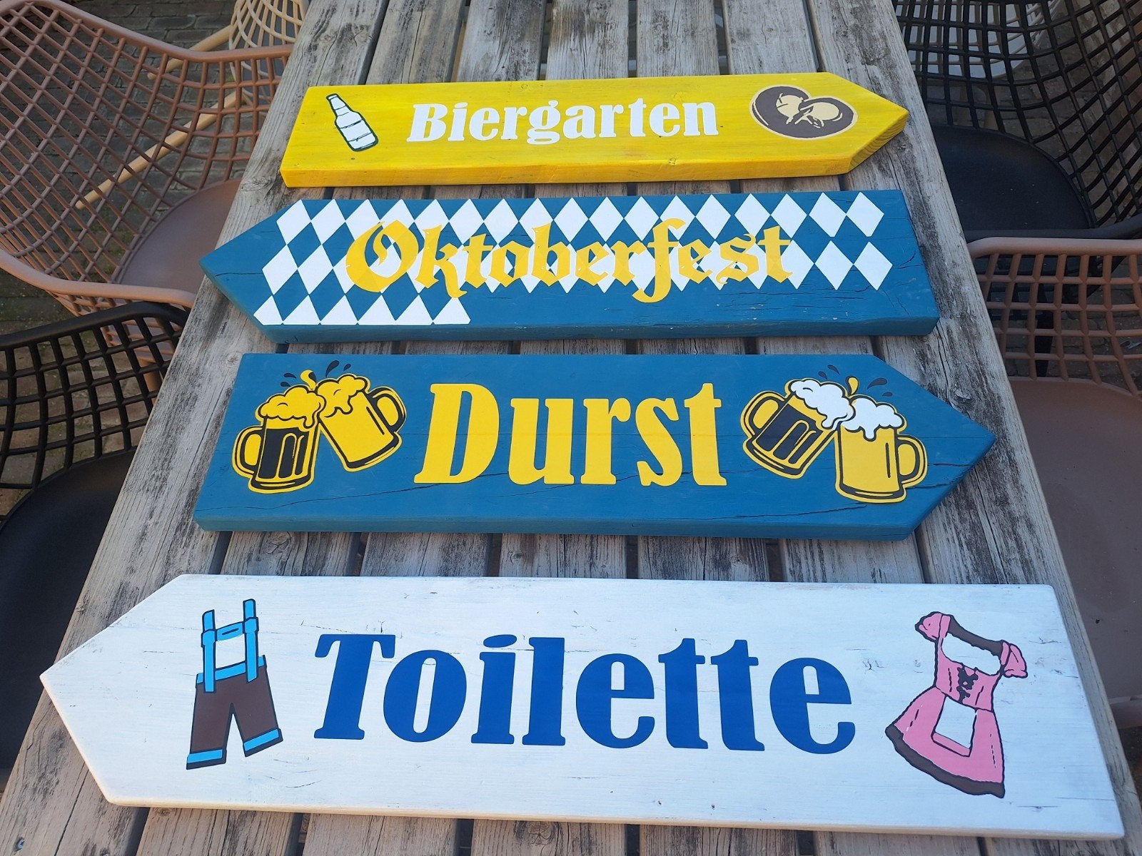 Steigerhout sloophout Wegwijzers oktober feest oktoberfest?, Ophalen of Verzenden, Nieuw