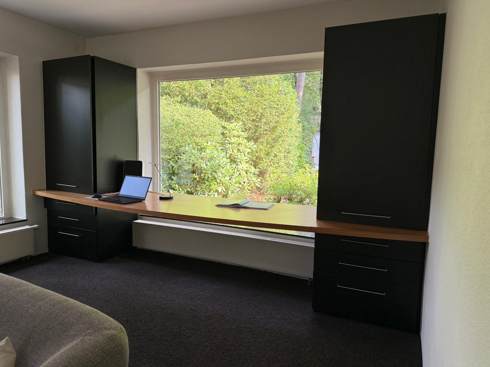 Buro kasten met werkblad, Ophalen, Zwart, Gebruikt, 95 cm
