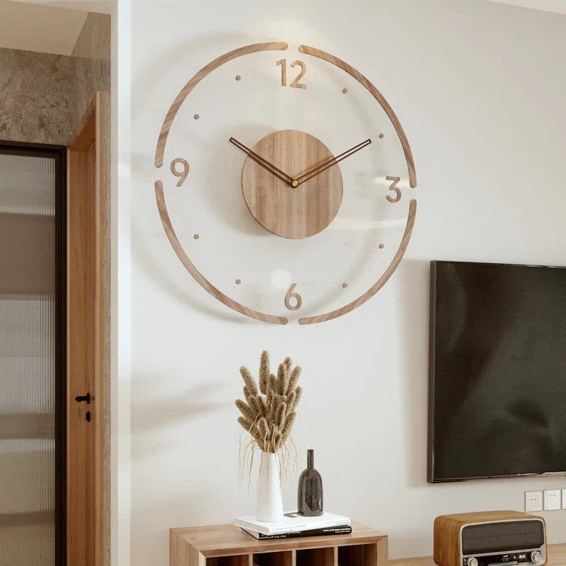 Moderne Wandklok - Hout en Acryl Design, Ophalen, Nieuw, Analoog, Wandklok