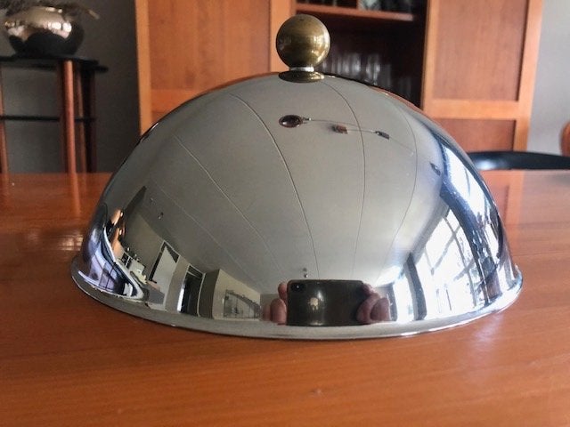 ALESSI. Prachtige cloche met koperen knop Collectors item, Overige typen, Zilver, Ophalen of Verzenden, Zo goed als nieuw