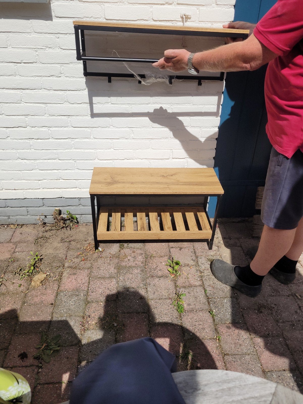 Kapstok met schoenenbankje, Huis en Inrichting, Woonaccessoires | Kapstokken, Zo goed als nieuw, Minder dan 100 cm, Metaal, Ophalen