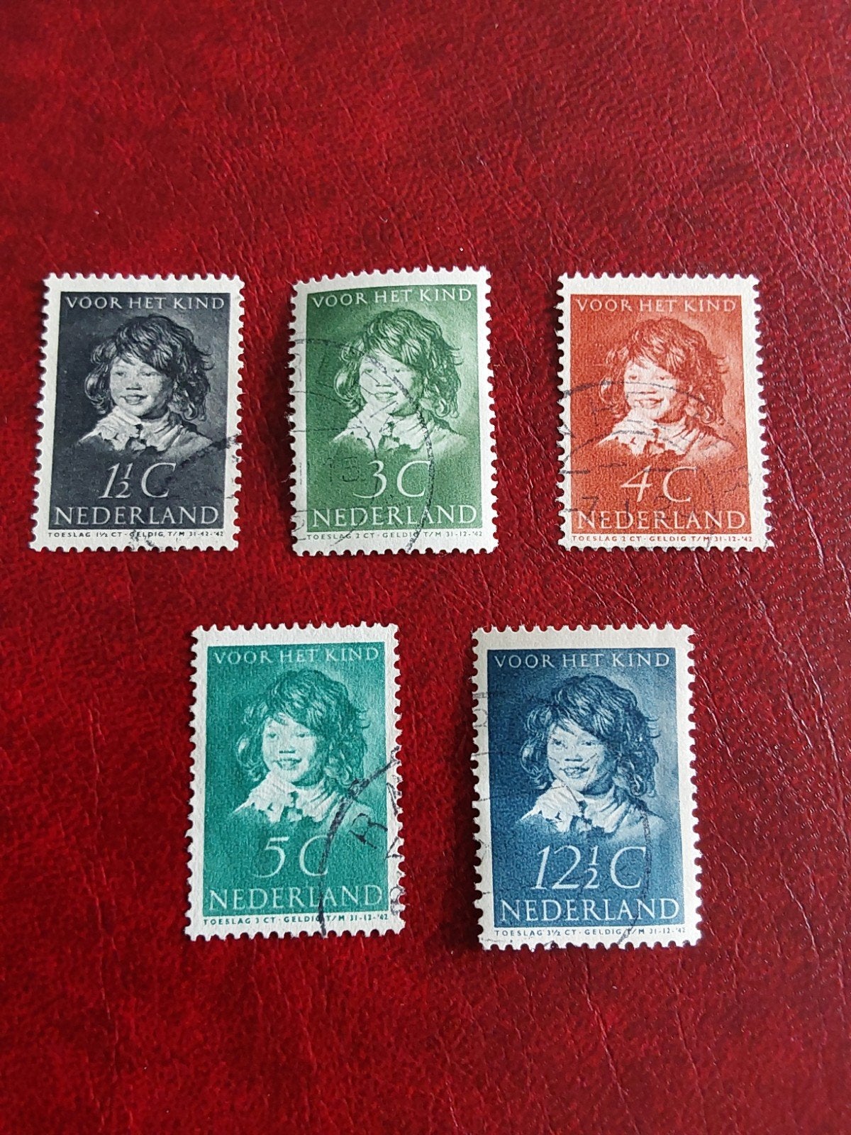 Nvph 300-304 Kinderzegels. Lachende jongen F.Hals 1937 ( ges, Ophalen of Verzenden