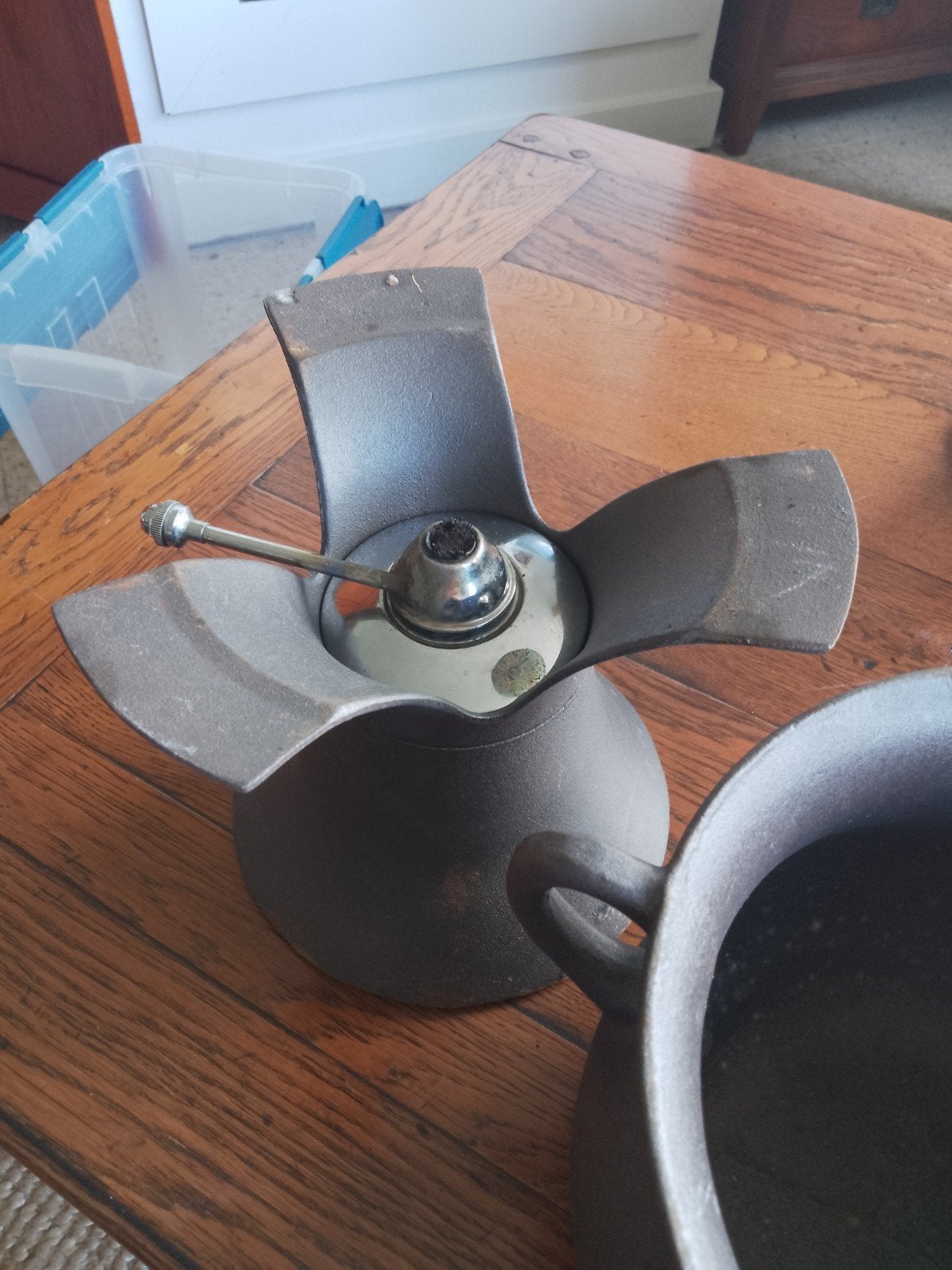 Vintage gietijzeren fondue set met brander, Ophalen of Verzenden