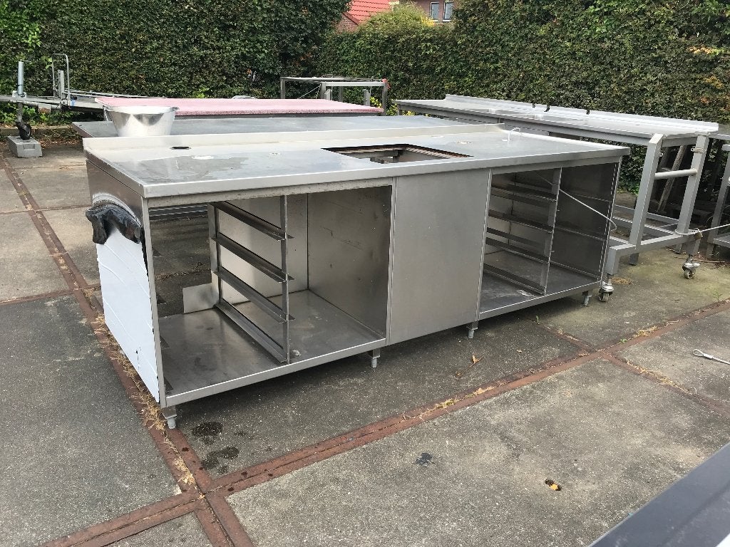 RVS "custom made" buitenkeuken meubel incl. BBQ EGG gat, Ophalen, Gebruikt, Gas