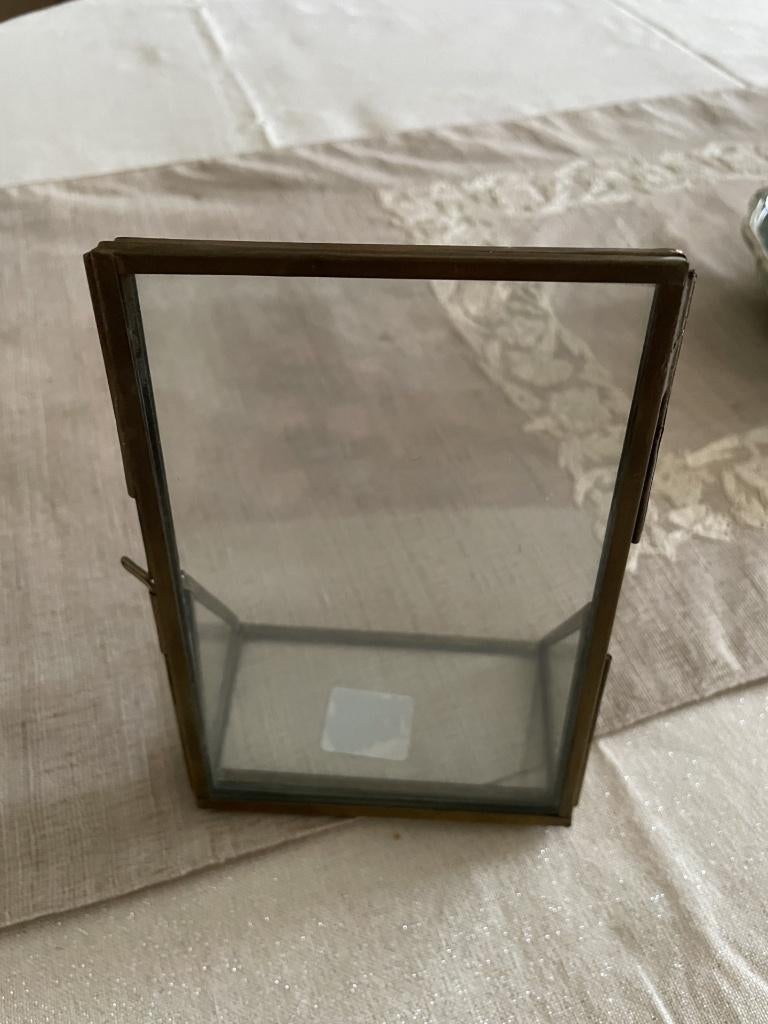 Koper met glas/vintage fotolijstje 15x10 cm / 5 cm breed, Ophalen of Verzenden