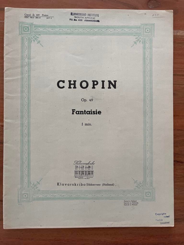 Chopin: Fantaisie & Impromptu’s (Klavarskribo), Gebruikt, Klassiek, Ophalen of Verzenden, Artiest of Componist