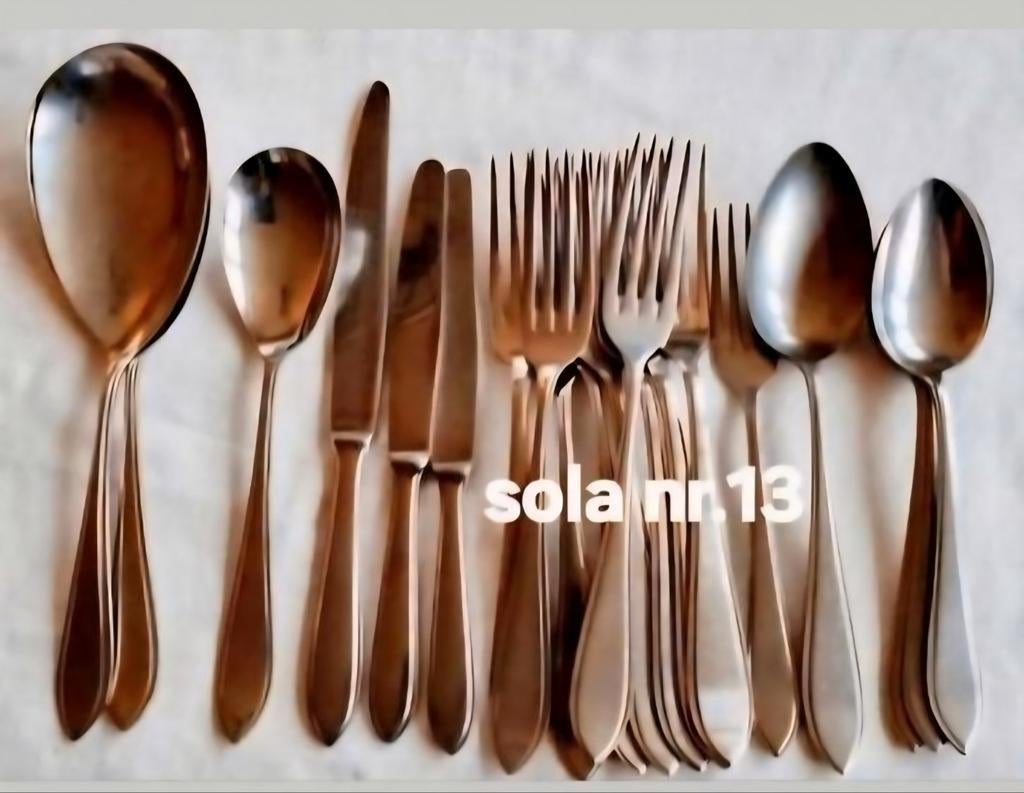 G Sola Z klassiek bestek gladde spitse handvatten, Huis en Inrichting, Ophalen of Verzenden, Rvs of Chroom
