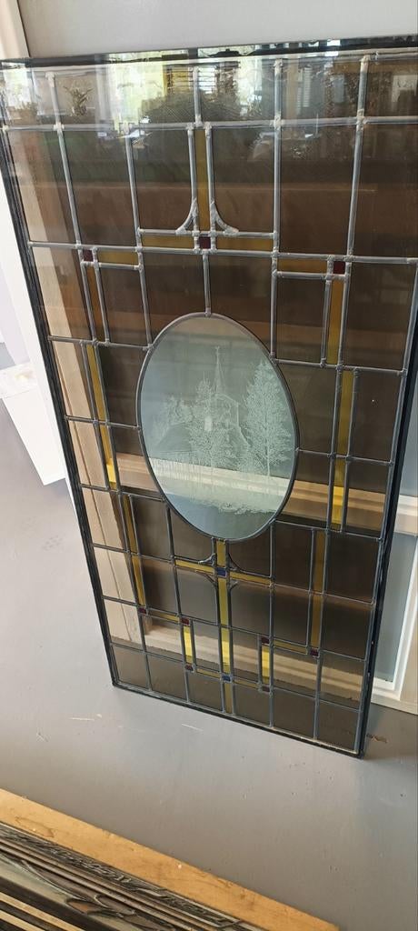 Glas in lood raam kerk, Antiek en Kunst, Ophalen