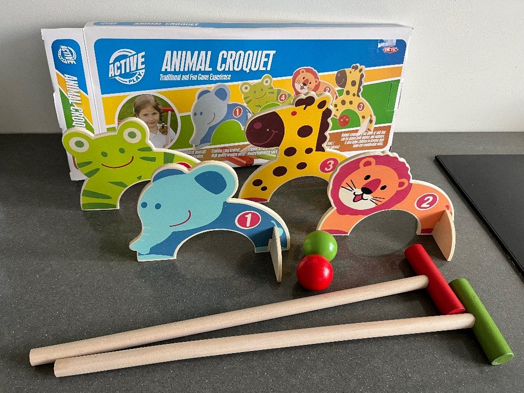 Croquet-spel met dierenfiguren(binnen en buiten), Ophalen of Verzenden, Nieuw