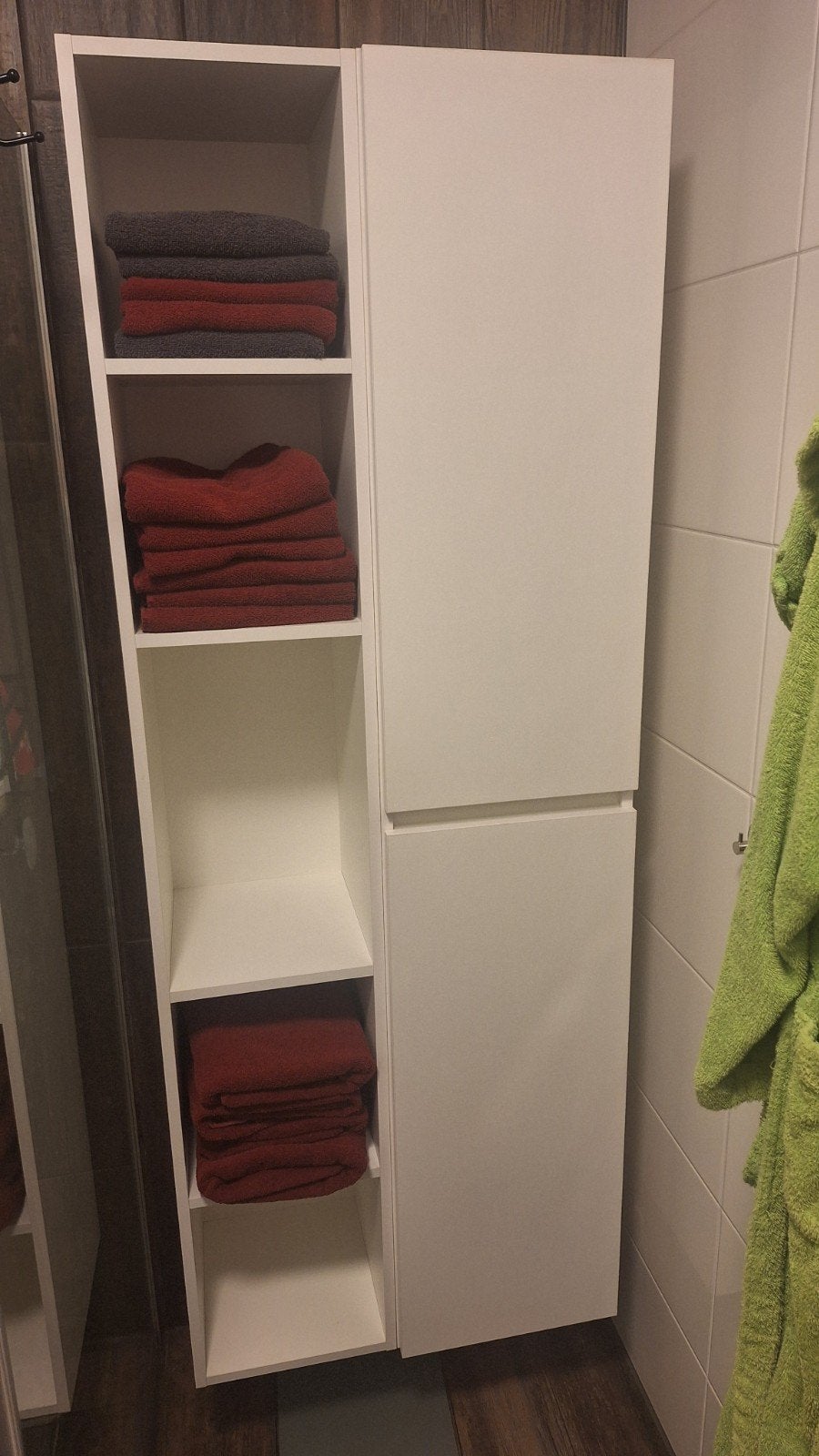 Badkamermeubel 60 cm breed - Hoge kast met open vakken, Ophalen, (Half)hoge kast, 100 tot 150 cm, 50 tot 100 cm