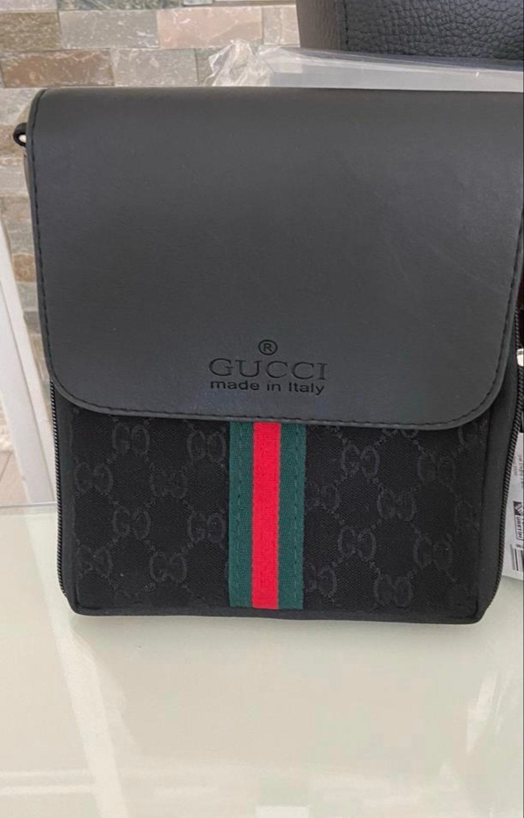 Gucci schoudertasje - Zwart met rood/groene streep, Ophalen of Verzenden, Zo goed als nieuw, Zwart, Overige merken