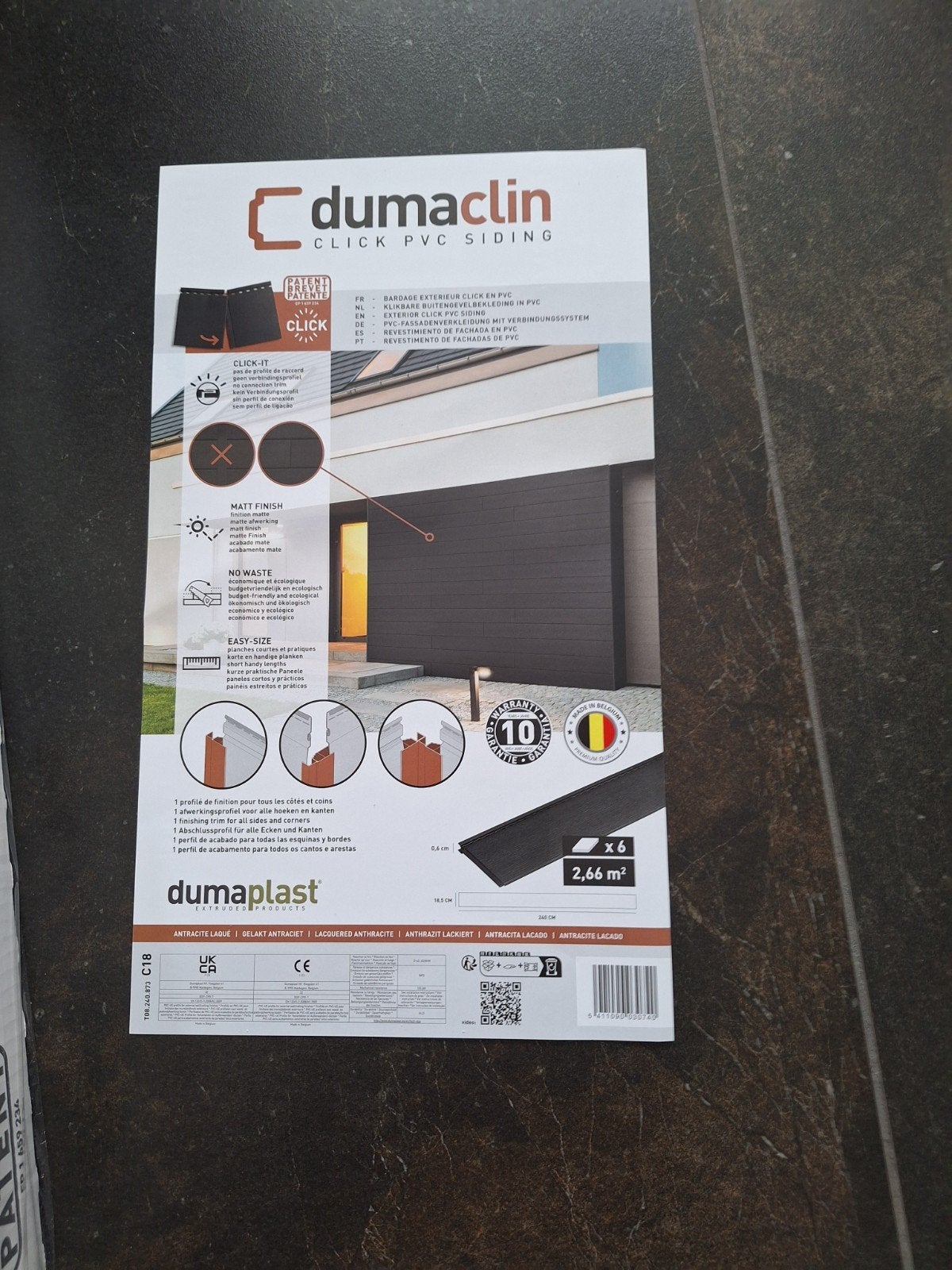 3 Dumaclin Click PVC Siding planken, antraciet gelakt, Ophalen, Minder dan 25 mm, Nieuw, 200 tot 250 cm