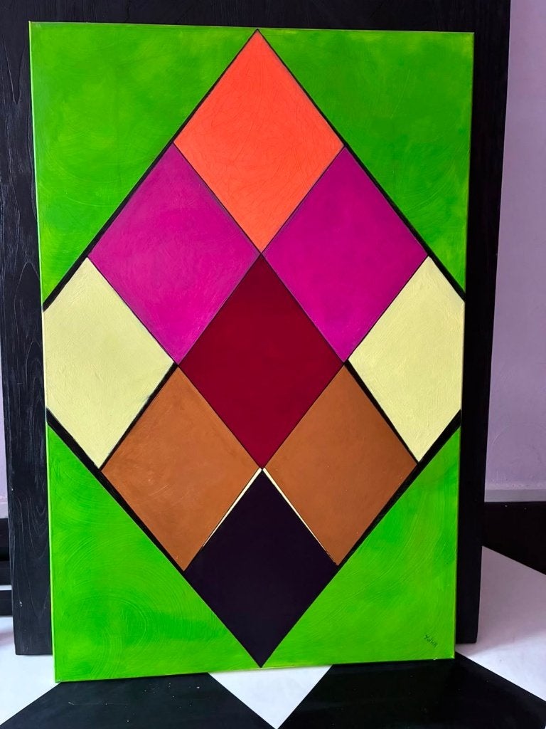 Schilderij, Ophalen, Hout, Acrylverf, Abstract
