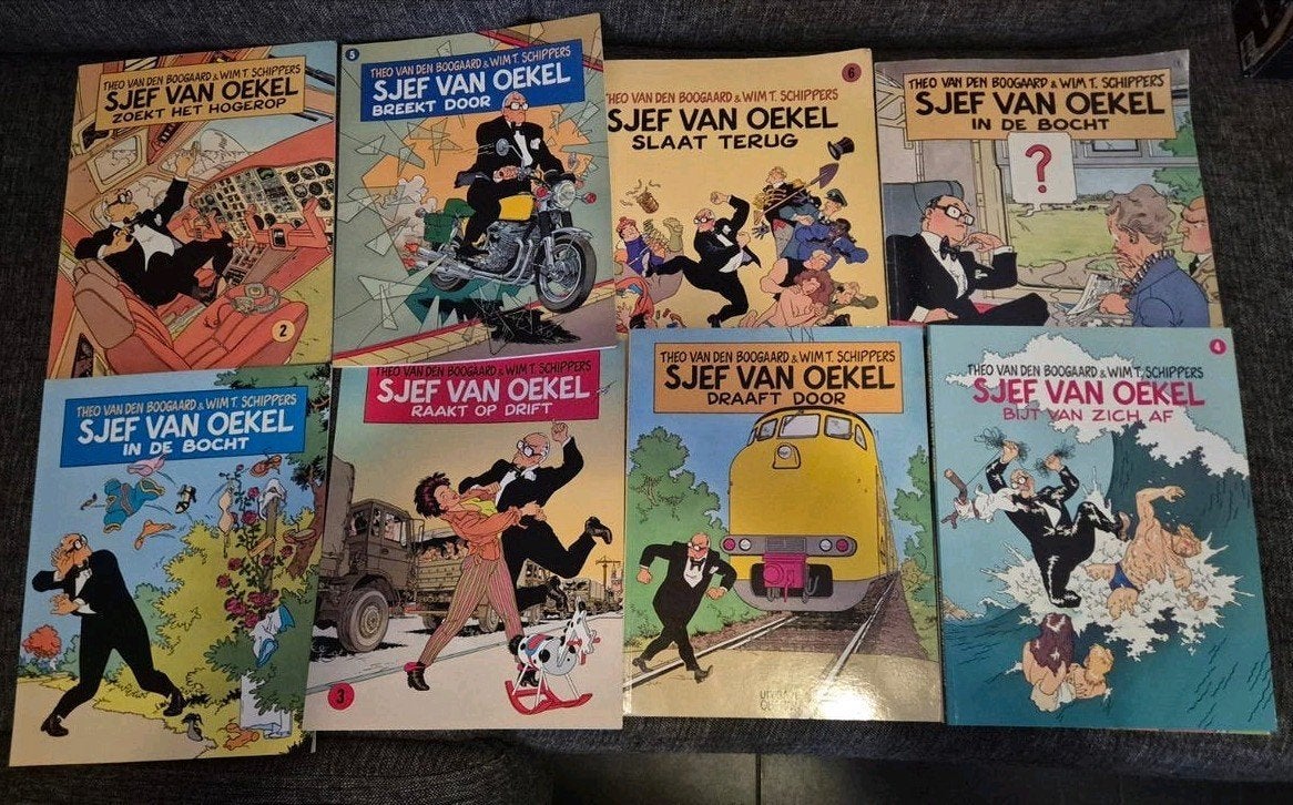 Stapel Sjef van Oekel stripboeken - Veel 18+ humor!, Ophalen of Verzenden