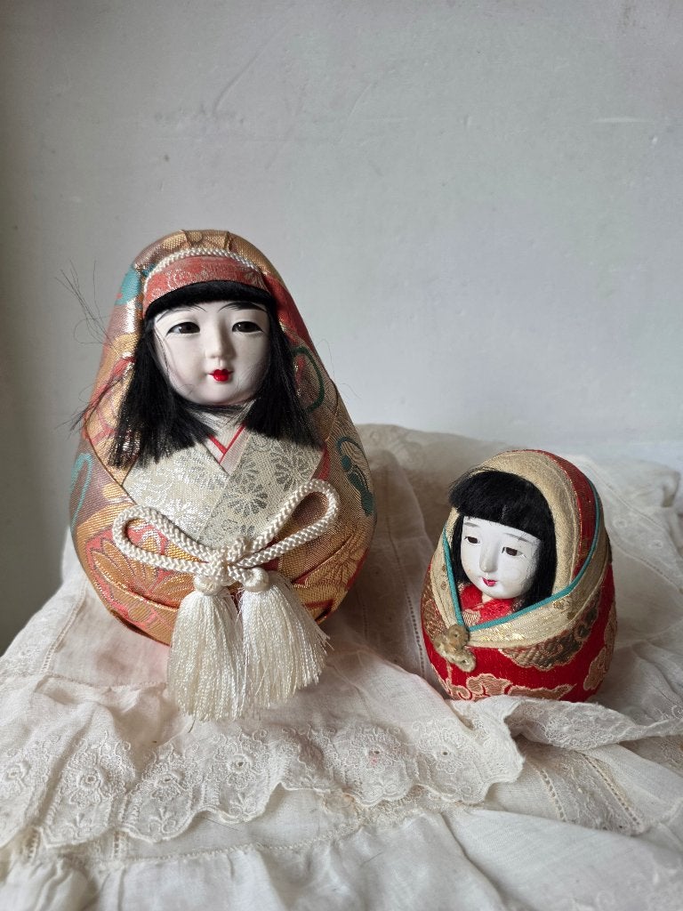 Antieke pop, 2x ichimatsu gofun geluks poppen, Ophalen of Verzenden, Gebruikt, Pop