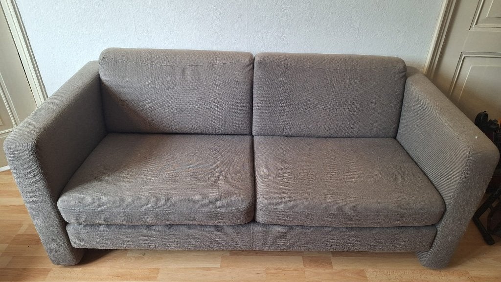 Lichtgrijze bank, Ophalen, Gebruikt, 150 tot 200 cm, Tweepersoons