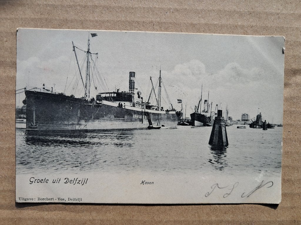 Delfzijl (3) - Groete Uit (1906, Haven), Verzenden, Voor 1920, Gelopen, Groningen