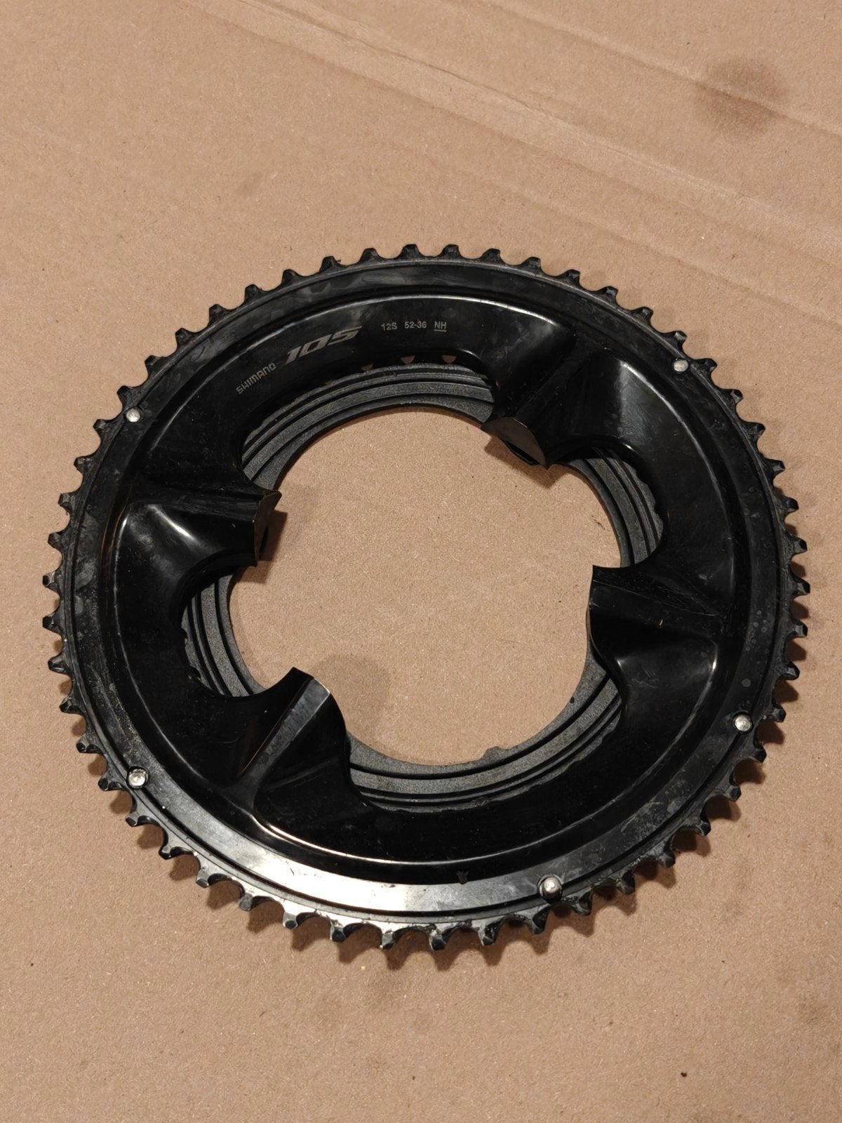Shimano 105 12 speed 52-36T kettingblad <500km, Crankstel of Pedalen, Gebruikt, Ophalen of Verzenden, Aluminium