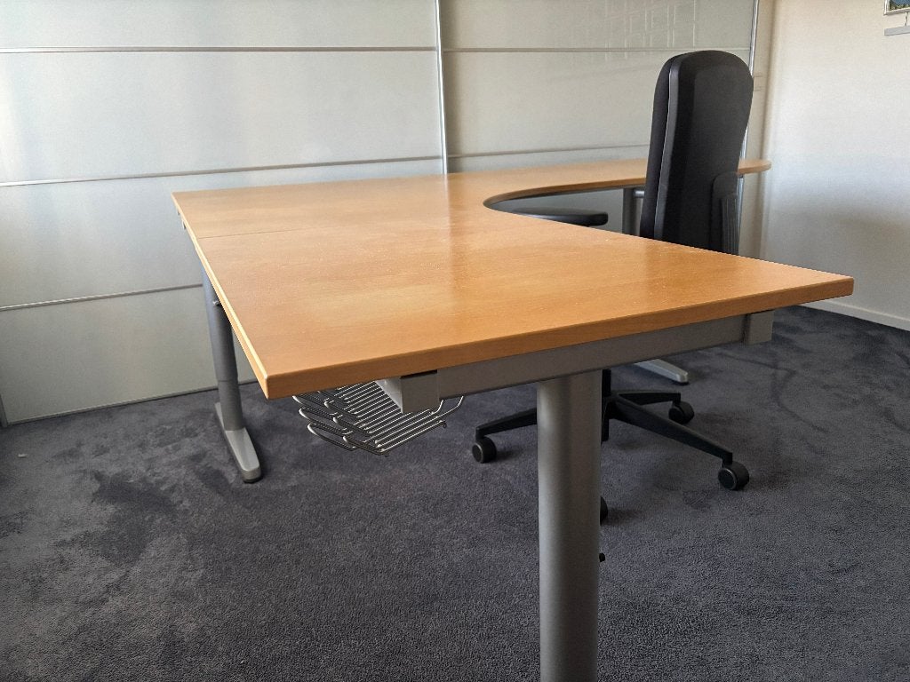 Robuust hoekbureau 200x200cm inkortbaar, Ophalen, Gebruikt, 80 cm, Hoekbureau