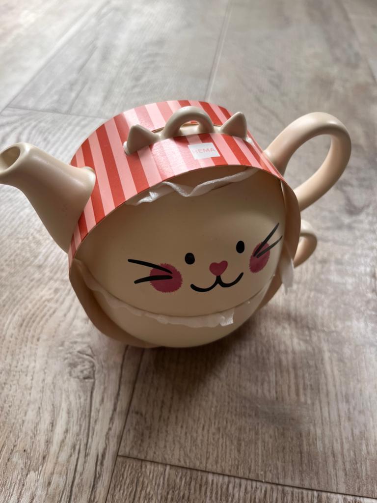 Hema theepot en kopje poes NIEUW, Ophalen of Verzenden, Nieuw