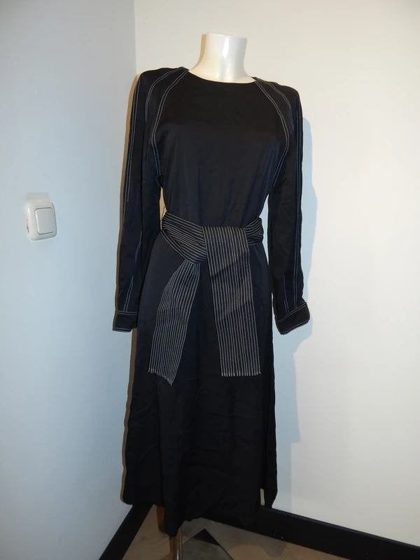 Les Coyotes de Paris zwarte maxi dress witte stiksels S