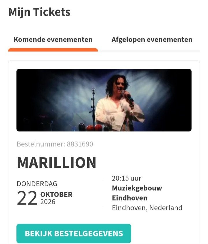 marillion concert 2 tickets, Twee personen, Oktober