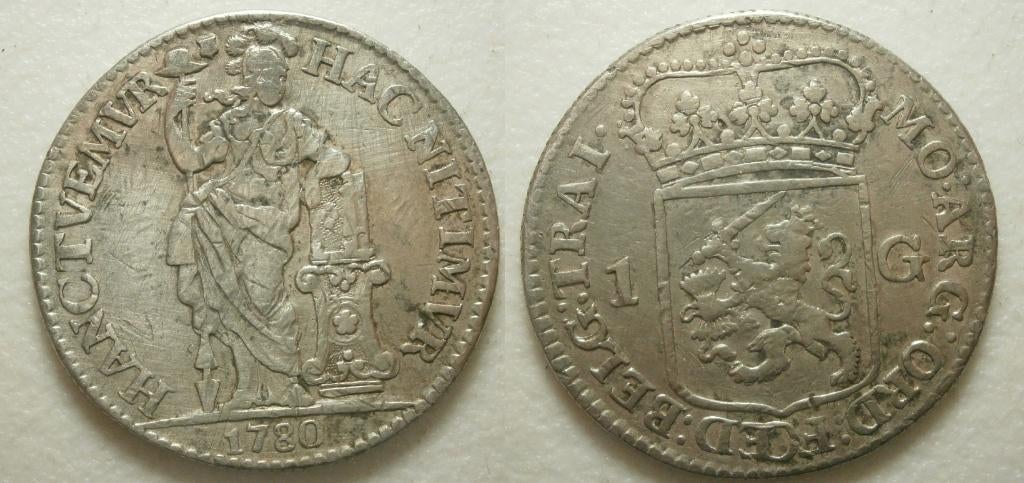 0] Utrecht 1 gulden zilver 1780 - RR - Zeer Zeldzaam, 1 gulden, Vóór koninkrijk, Zilver, Ophalen of Verzenden