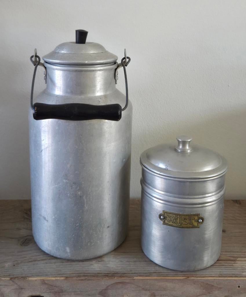 Vintage aluminium melkbus en rijstpot, Ophalen of Verzenden