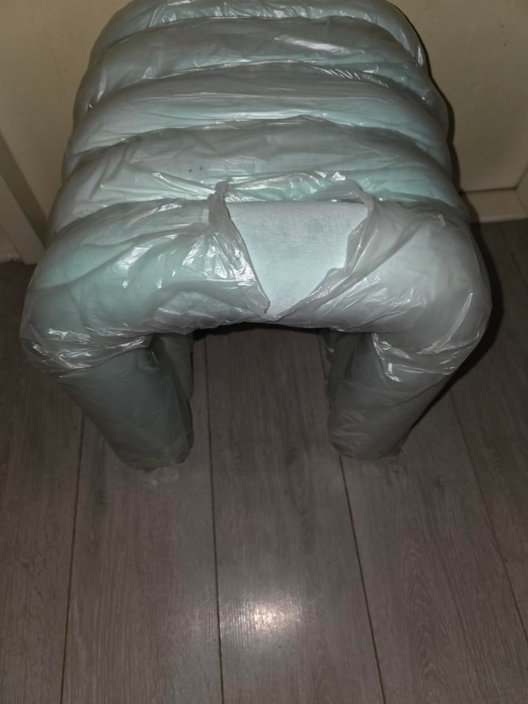 Mintgroen metalen met pluche krukje 47cm nieuw, Huis en Inrichting, Stoelen, Overige kleuren, Overige materialen, Nieuw, Onbekend