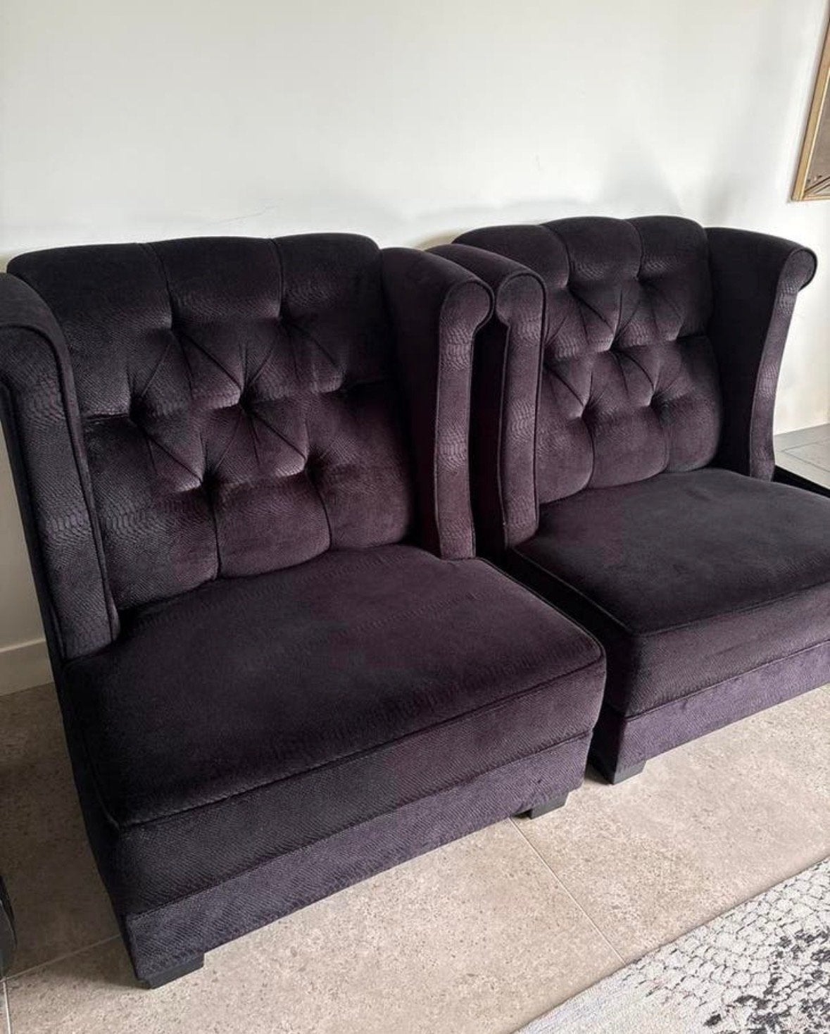 Set van 2 Diez fauteuils - Zwart, zo goed als nieuw, Huis en Inrichting, Ophalen, 75 tot 100 cm, Zo goed als nieuw, Stof