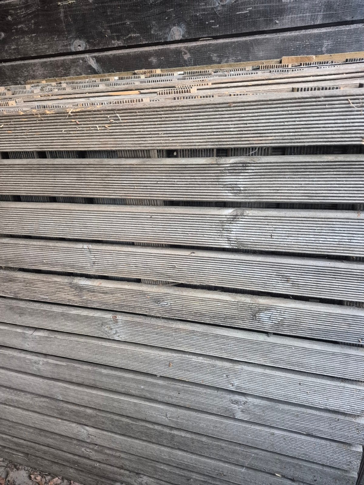 10 m2 vlonderplaten 1x1 meter, Ophalen, Gebruikt, Hout
