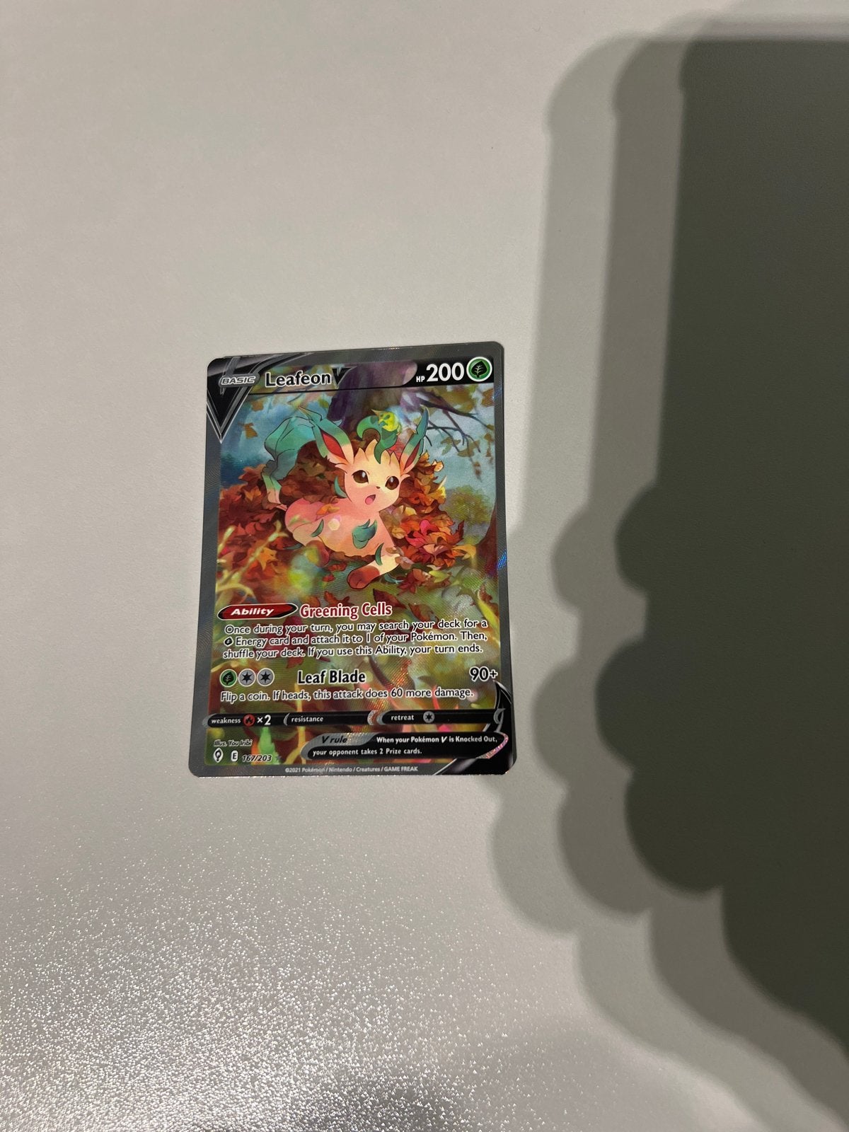 Pokémon Kaart Leafeon V - Zo goed als nieuw, Ophalen of Verzenden, Zo goed als nieuw, Losse kaart