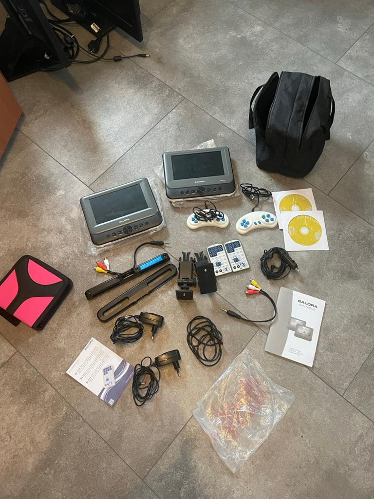 Salora DVP7748DUO Draagbare DVD Speler Set, Draagbaar, Zo goed als nieuw, Ophalen, Overige merken