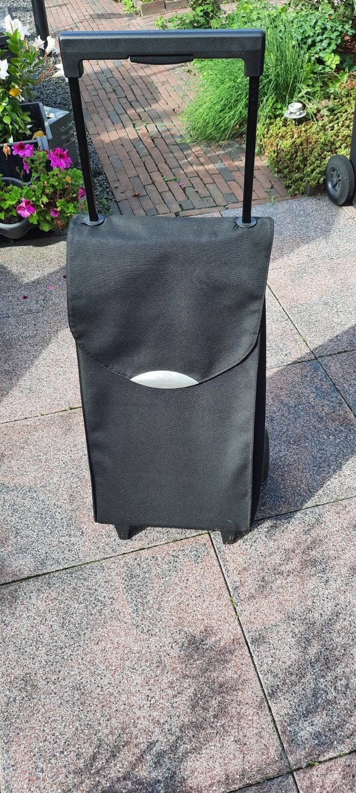 zwarte boodschap trolley met wieltjes en uitschuifbare han, Ophalen, Uitschuifbare handgreep, 30 cm of meer, Zwart