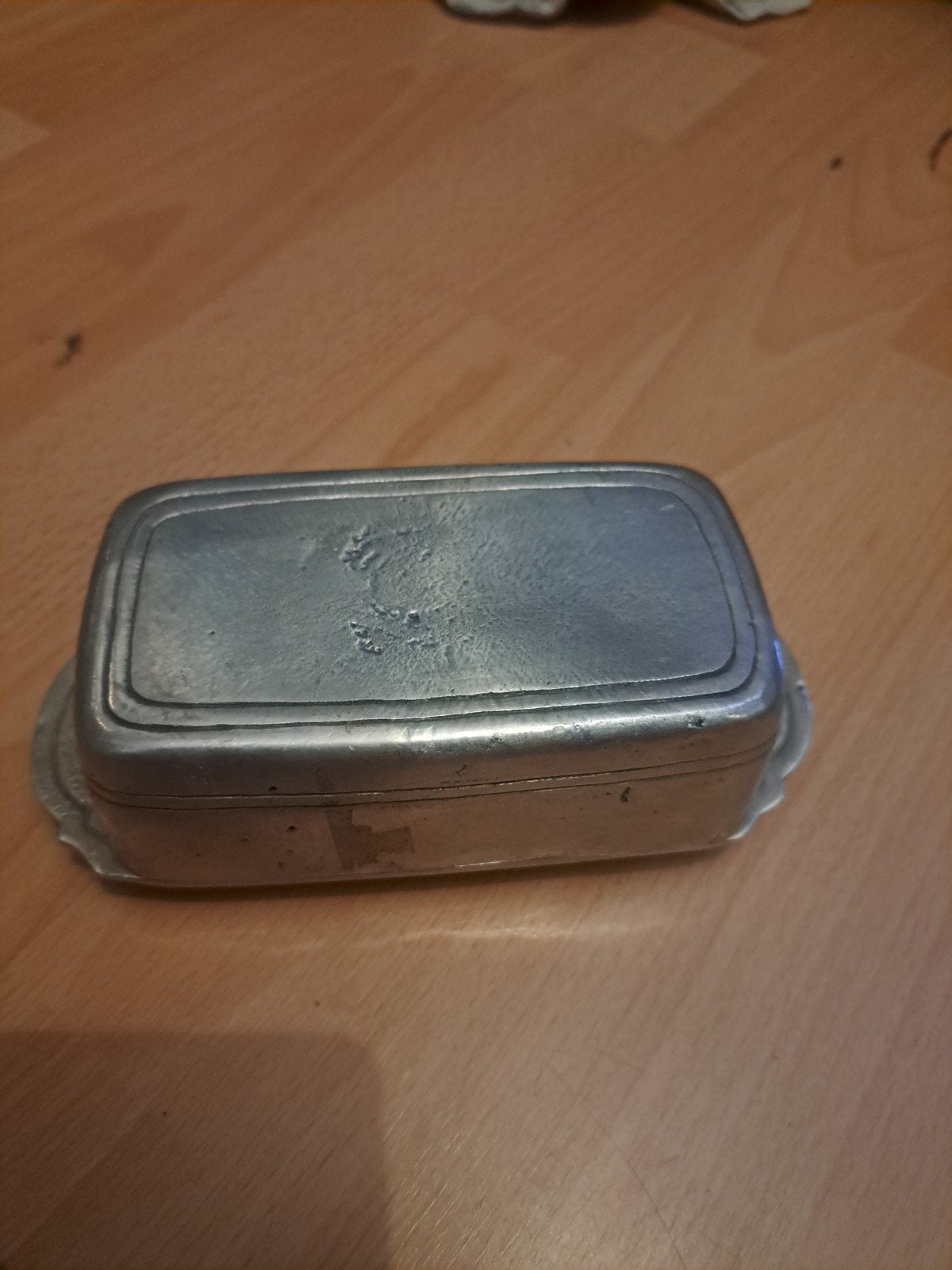 Vintage tinnen botervloot van Pedraza Segovia España, Antiek en Kunst, Antiek | Tin, Ophalen of Verzenden