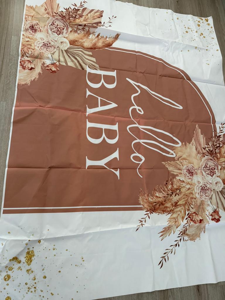 Hello baby babyshower backdrop achtergrond feest sweettable, Ophalen of Verzenden, Gebruikt