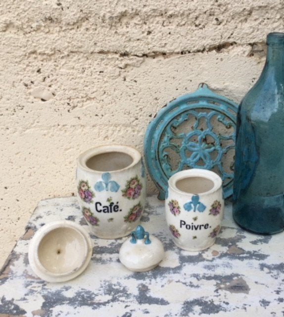 Voorraadpotten café en poivre antiek porselein, Antiek en Kunst, Ophalen of Verzenden