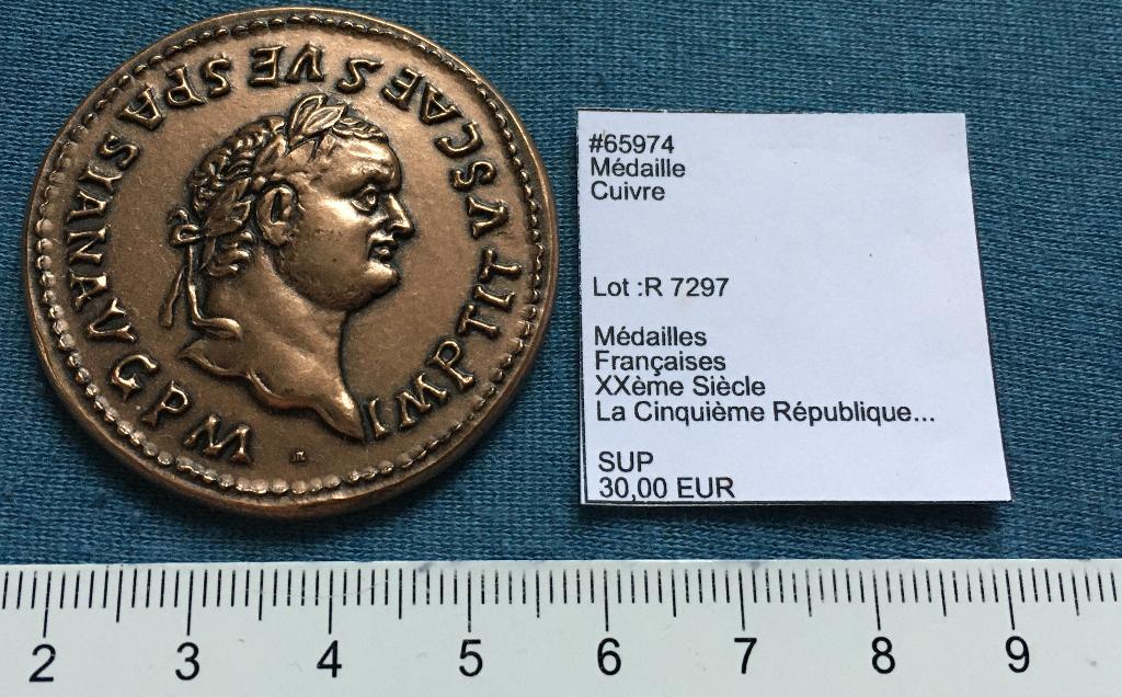 Koperen penning Romeinse Keizer Titus, uitgave Frankrijk, Verzenden, Overige materialen, Buitenland
