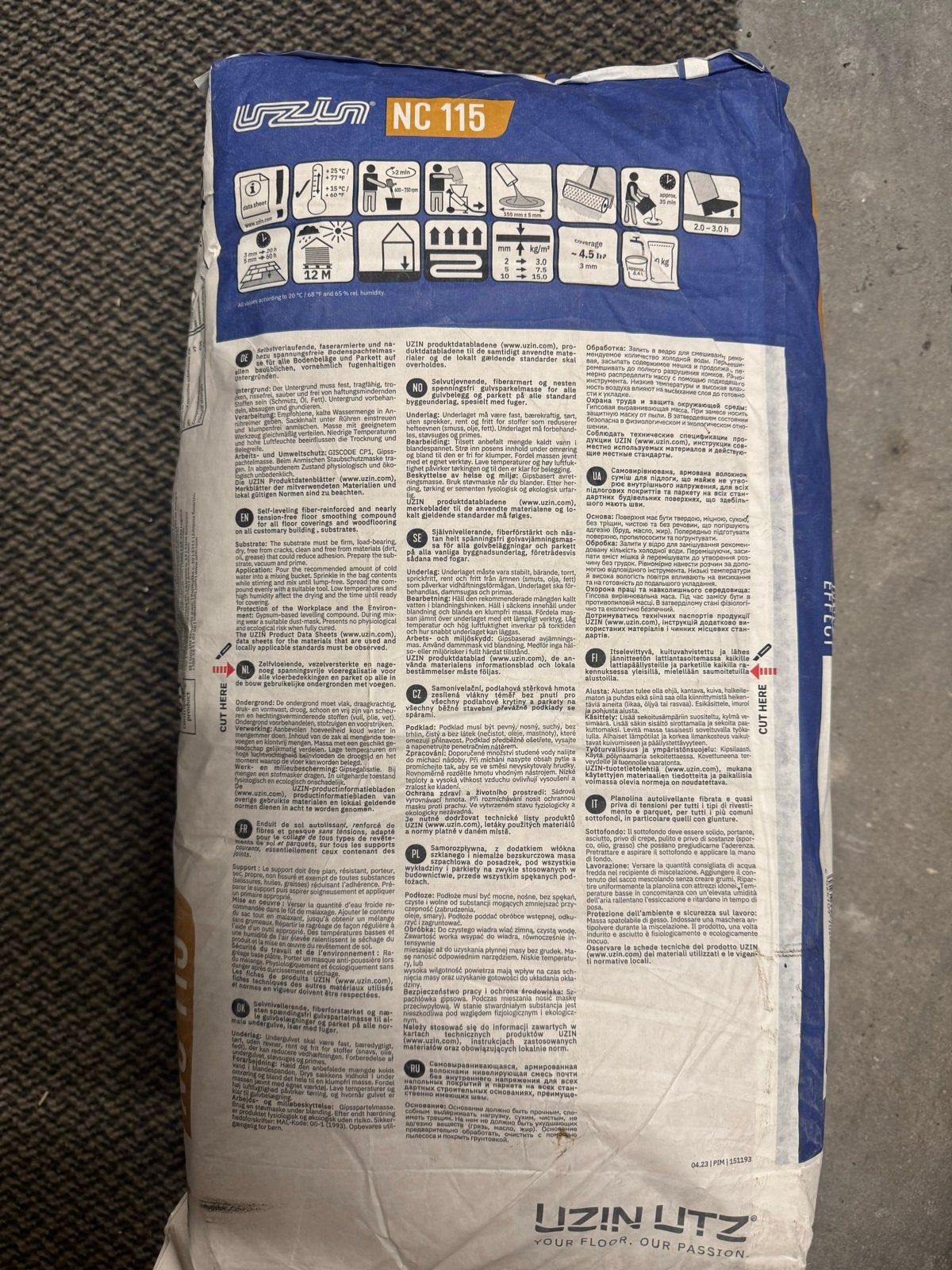 UZIN NC 115 Egalisatiemortel 20kg - Nieuw, Overige materialen, Overige typen, Nieuw, Minder dan 50 cm