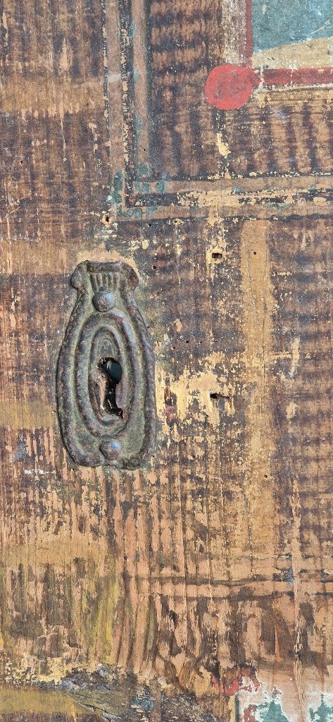 Foto 15 van Antiek beschilderde houten paneel, deur, 19e eeuw