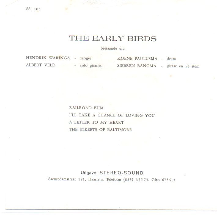 Friese Nederbeat- The Early Birds- Zeldzame ep, Cd's en Dvd's, Fotohoes, Verzenden, Gebruikt, Pop
