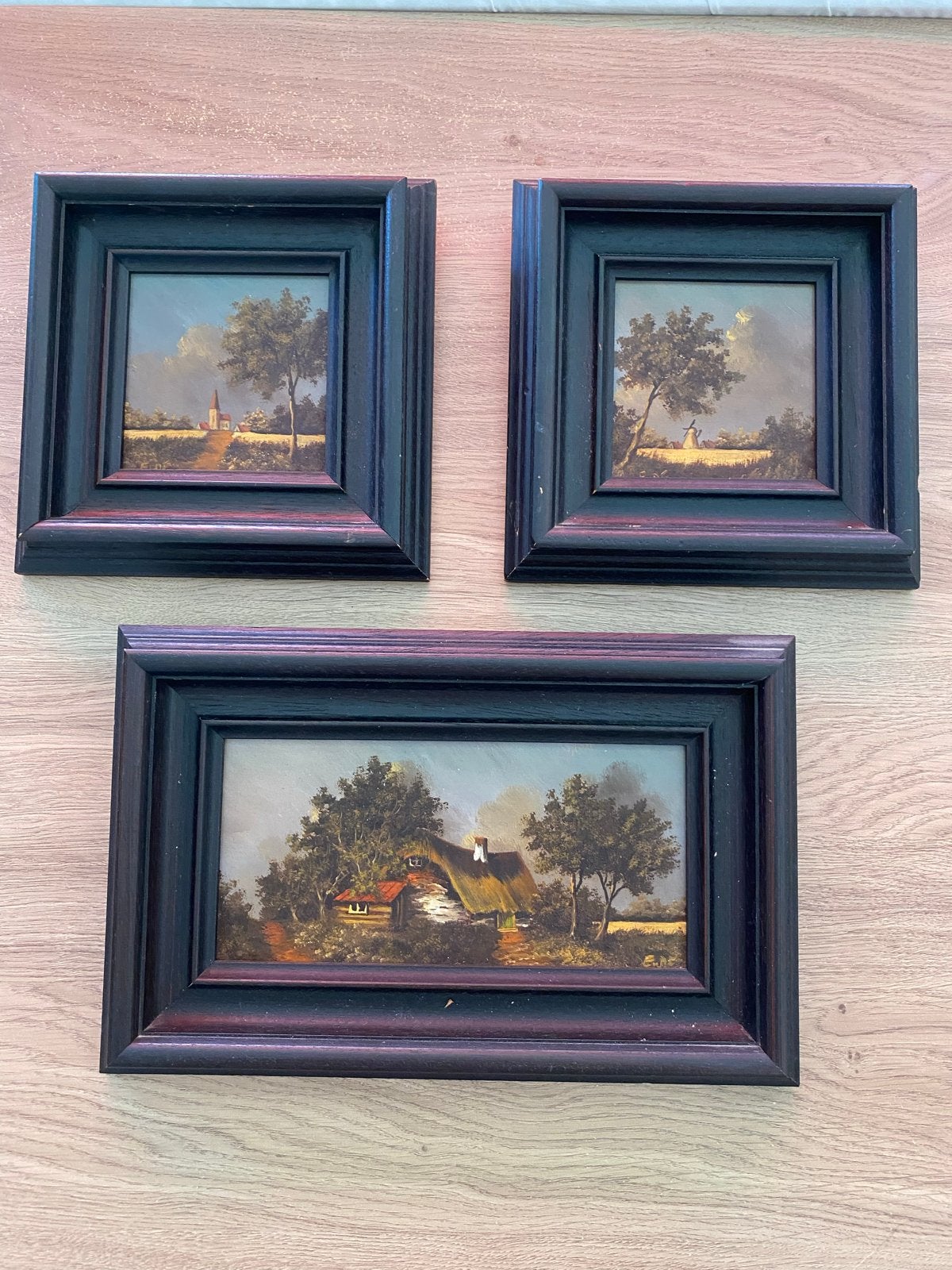 Set van 3 schilderijtjes met landschappen, Ophalen of Verzenden
