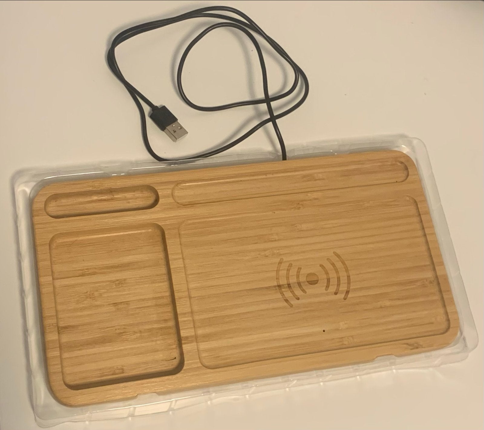 Bamboe Draadloze Oplader en Bureau Organizer, Ophalen of Verzenden, Nieuw, Docking station, Telefoon
