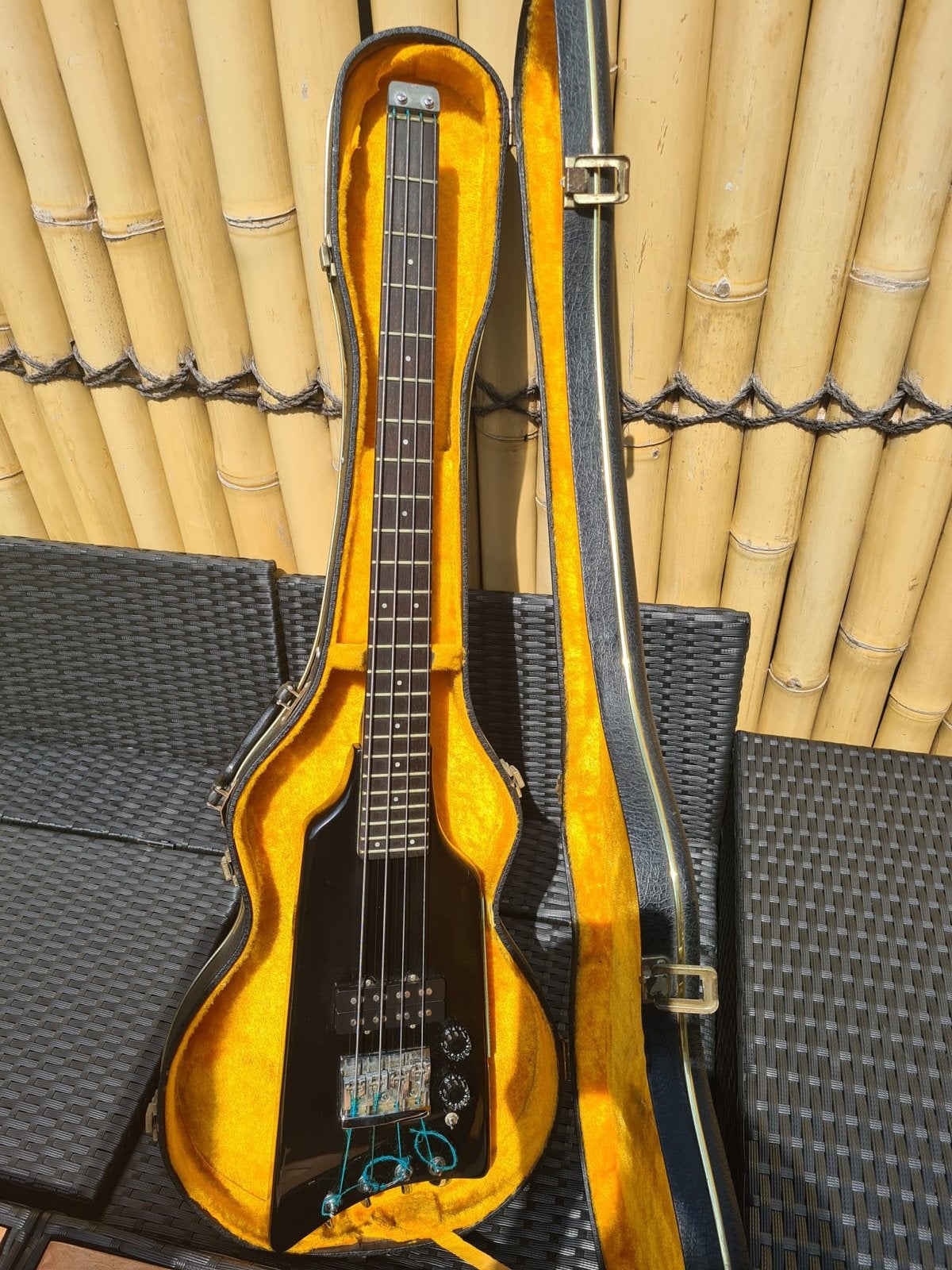 Basgitaar Steinberger stijl met koffer, Muziek en Instrumenten, Snaarinstrumenten | Gitaren | Bas, Ophalen, Gebruikt, Elektrisch