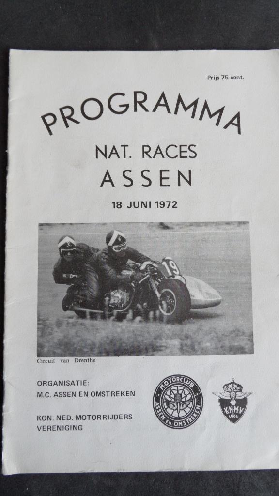 Assen Nationale motorwegraces 1972 programma, Verzenden, Gebruikt, Motoren