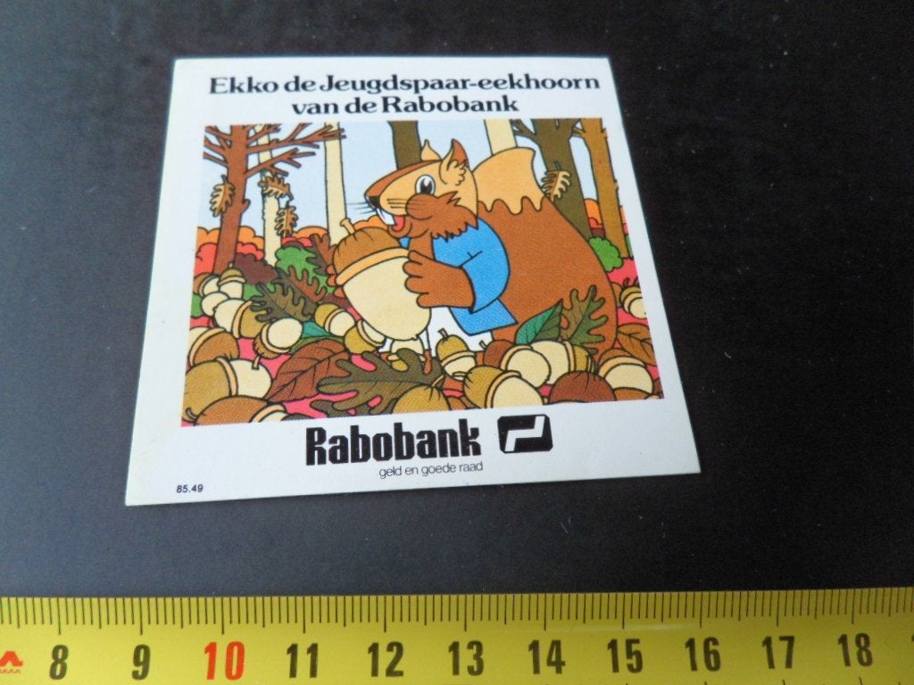 sticker RABOBANK Ekko de Jeugdspaar - eekhoorn  *, Ophalen, Zo goed als nieuw